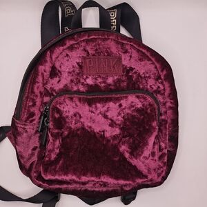 PINK Victoria's Secret Luxe Burgundy Velvet Backpack